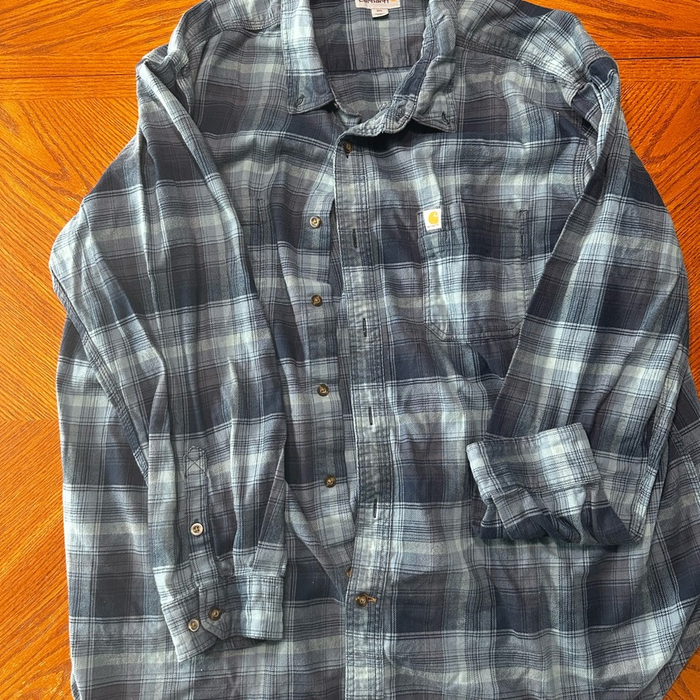 Carhartt Men's Blue Plaid Shirt 3XL